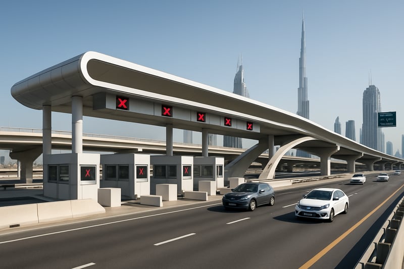 Modern toll road infrastructure in Dubai, UAE